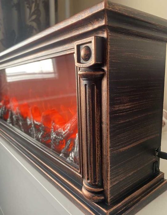 Декоративна LED камина с ефект на истински пламък, 63x23x12см