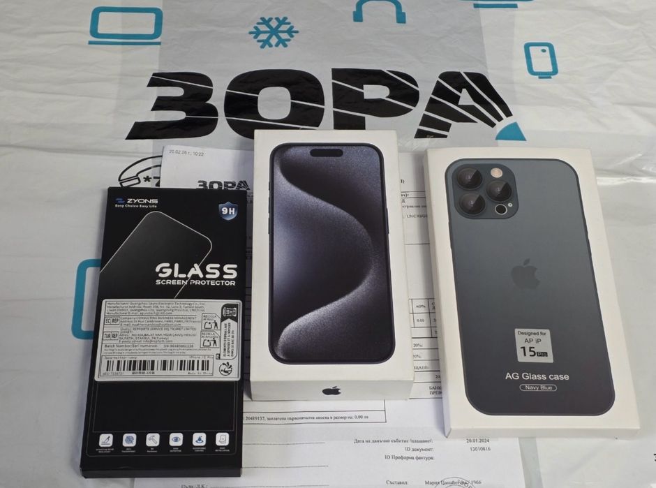 КАТО НОВ 512GB iPhone 15 Pro ЗОРА Гаранция 2026 Blue / Син