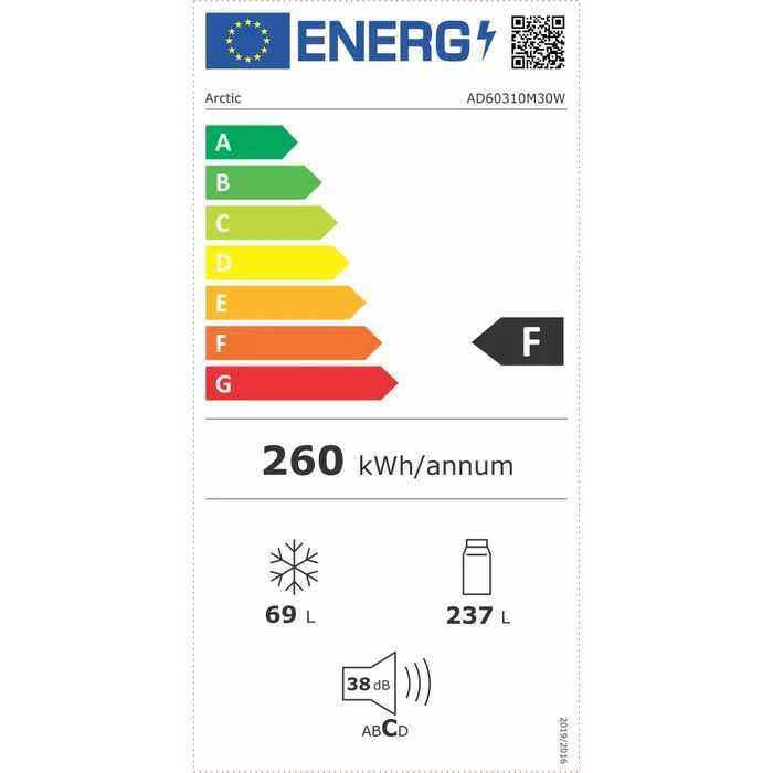 Frigider cu doua usi Arctic AD60310M30W, 306 l, Clasa F, Garden fresh, H 175 cm, Alb