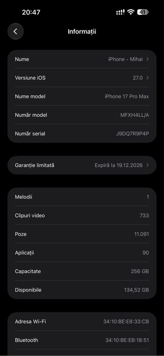Doar Vand !!! Iphone 17 pro max
