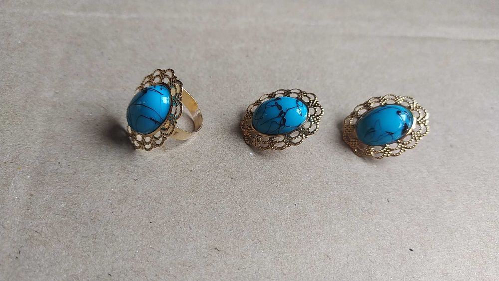 Набор сережки и кольцо металлические