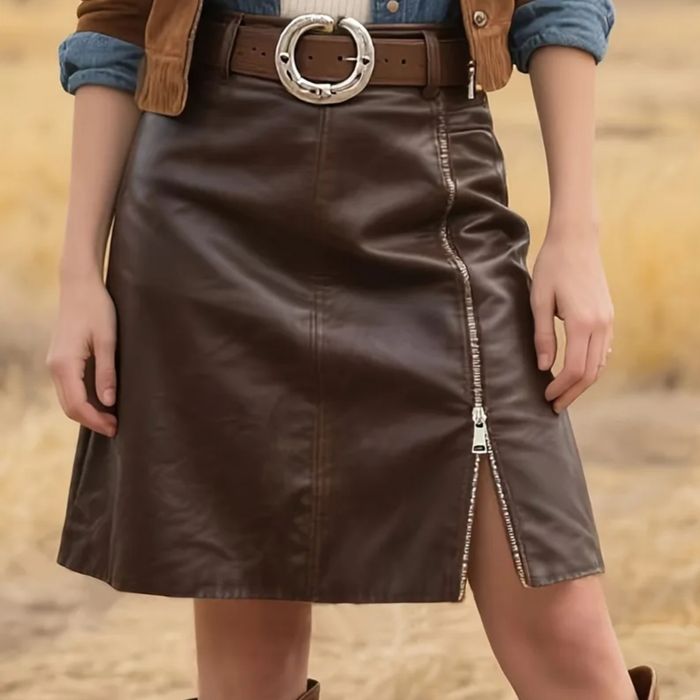 Новая кожанная юбка шоколадного цвета