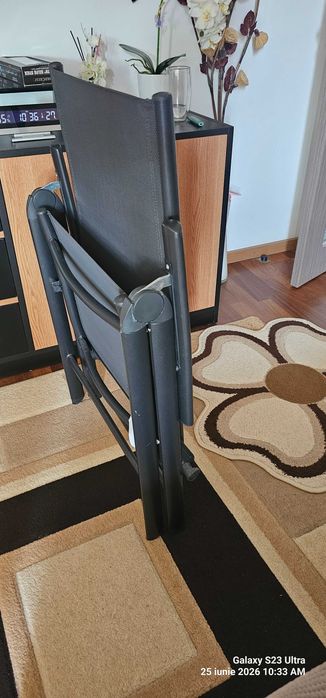 Scaun de grădină/terasă pliabil, cu spătar reglabil in 8 poziții, din aluminiu + Perna.