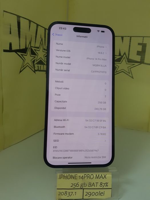 Iphone 14 pro max(m1) staramanet