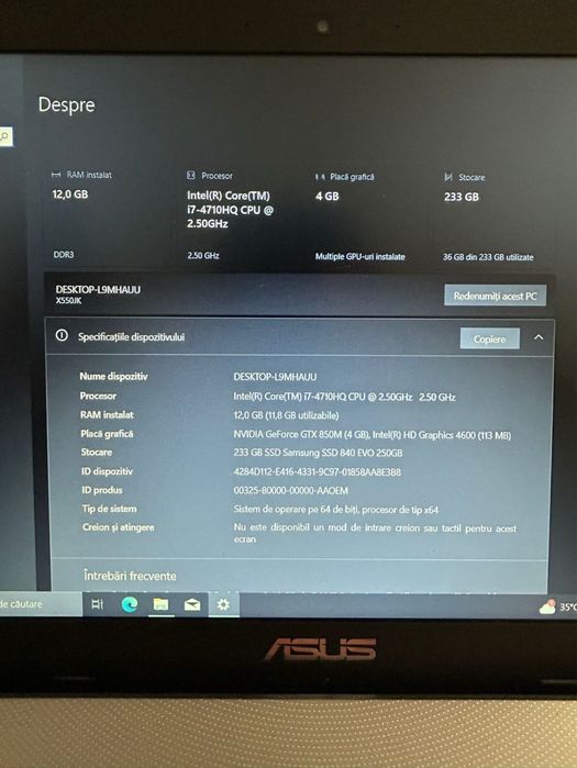 Laptop ASUS X550JK - i7 / GTX 850M / SSD Okwi
