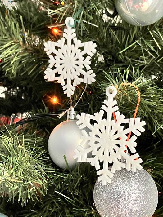 Fulgii de Zăpadă 3D - Ornamente Crăciun - Alb,