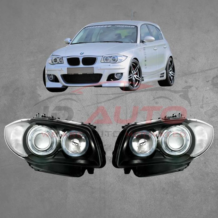 Кристални тунинг фарове Angel Eyes за BMW E87 (04–11) – черен