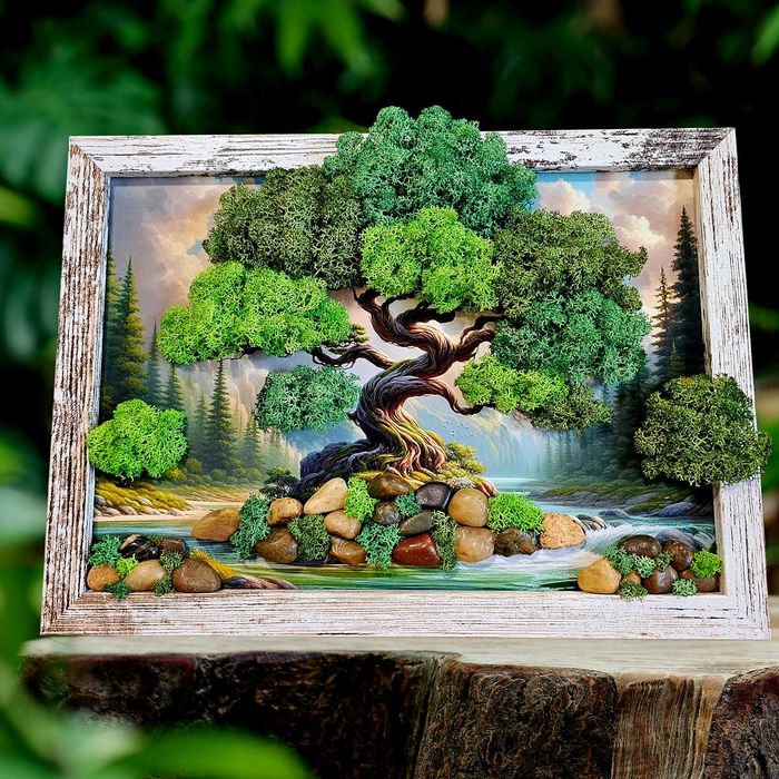 Вечни букети, "Живи картини" Пана с естествен скандинавски мъх