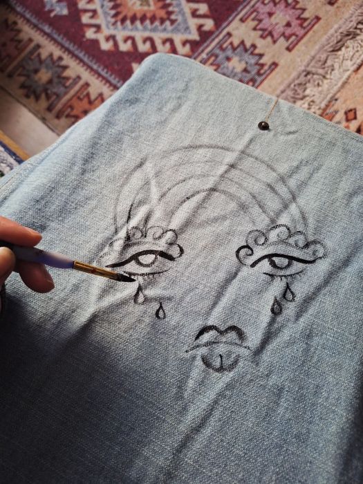 Geaca denim Fubu pictata manual