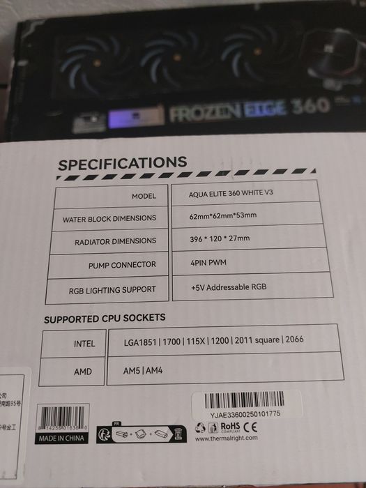 Cooler pe lichid cpu argb Thermalright Aqua Elite 360 White V3 nou,alb