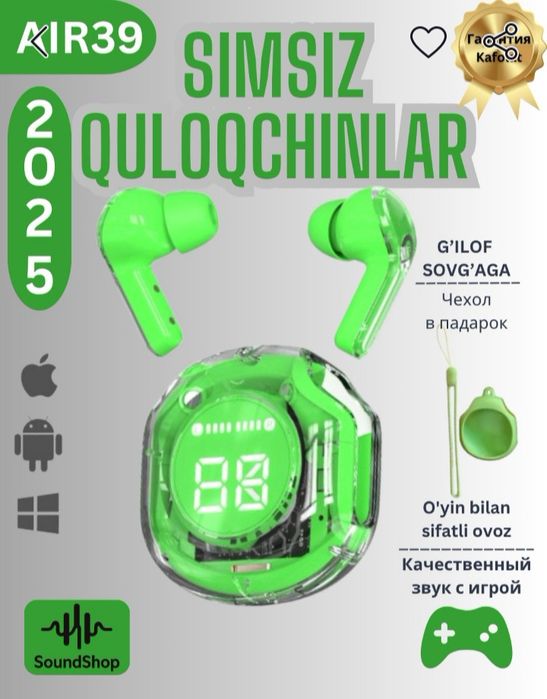 Simsiz Bluetooth quloqchin Air39 – yangi model, 1-3 kun ichida yetkazi