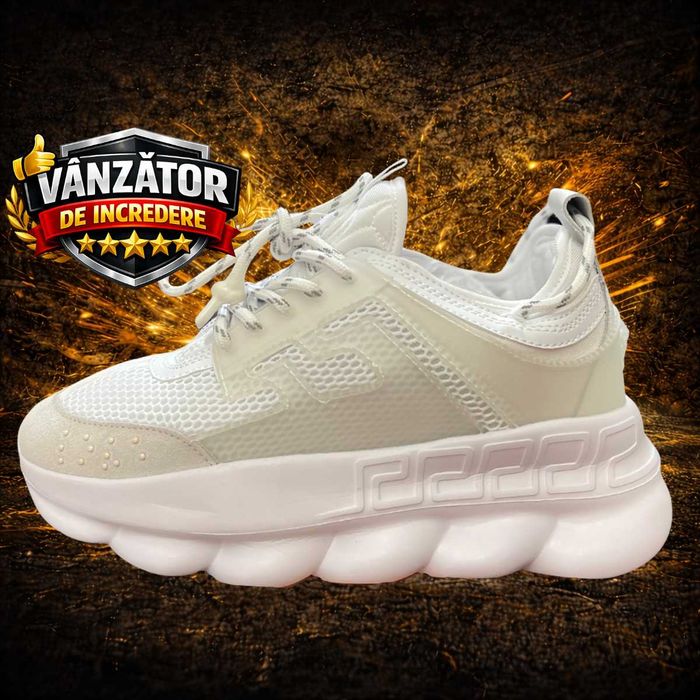 Adidasi Versace Chain Reaction White l Produs NOU din Piele
