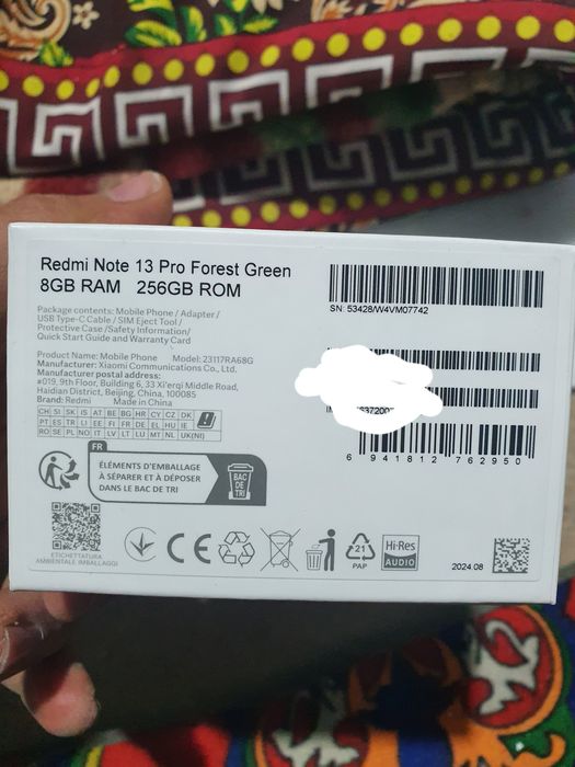 Redmi not 13 pro 8ga 256 talik 67 wolt zar karopka dakument yangi idea
