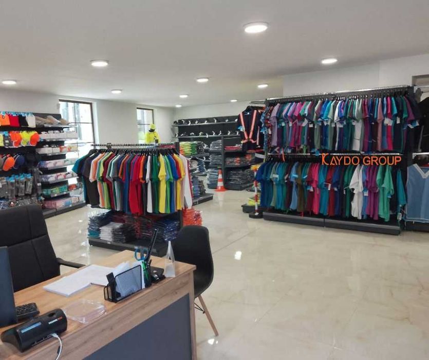 Магазинен стелаж за дрехи, тъмно сив, нов