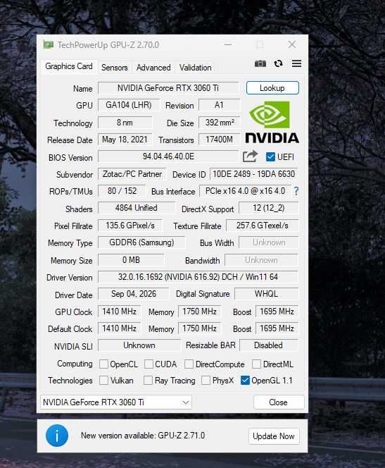Placa Video Zotac RTX 3060 TI AMP White Edition LHR Defecta, pentru piese si are Vram Samsung noi pe ea