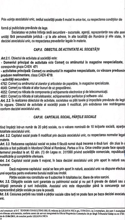 Vand firma infiintatat in 2011