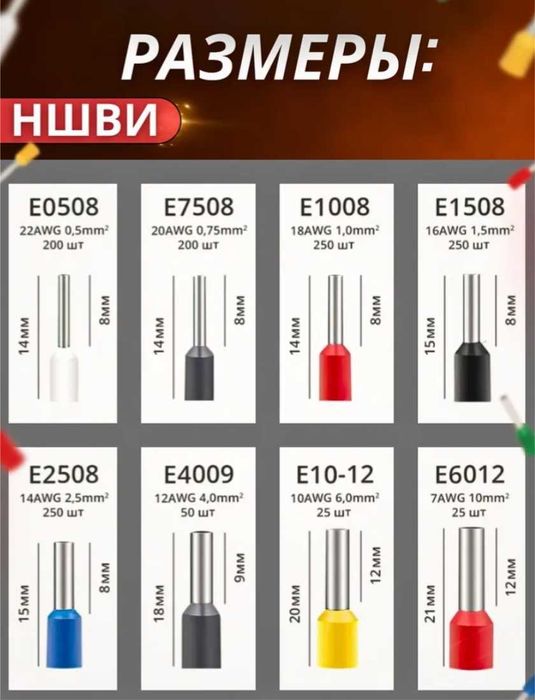 Набор наконечников НШВИ JA Electrical, 1200 шт.