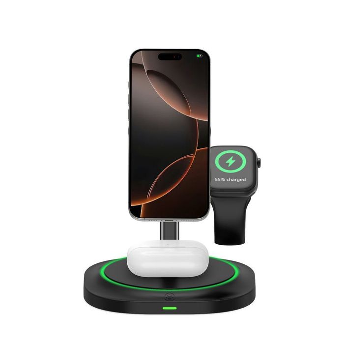 3в1 Магнитно Безжично Зарядно -Tech Protect QI15W-A46