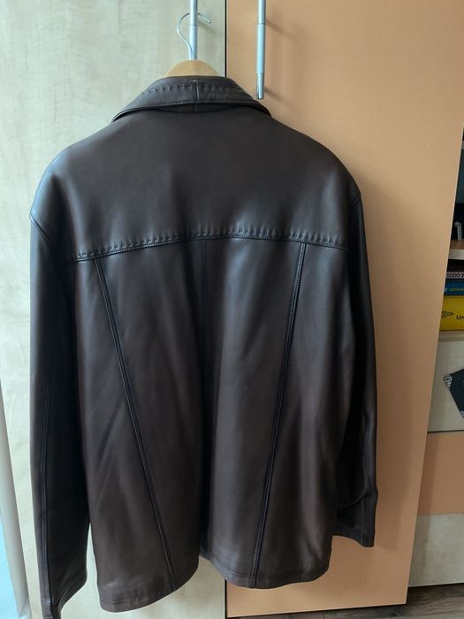 Geacă din piele maro