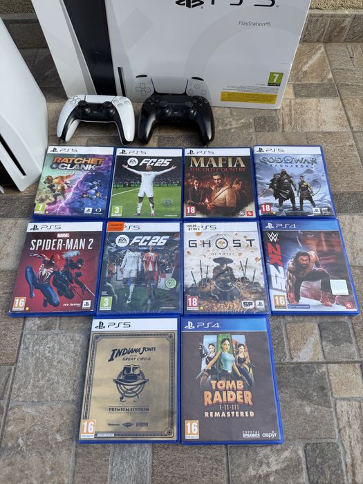 ТОП! PS5 Disc Edition 1TB - Гаранция 20 игри и 2 джойстика