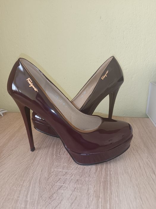 Дамски обувки на висок ток Liici (бордо, 38), С КОМЕНТАР на ЦЕНАТА!