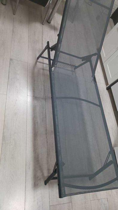 Шезлонг GREEN с регулируема височина до 120 кг 180x55x32/91 см сив