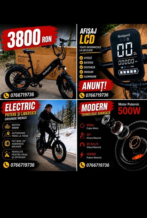 Bicicletă Electrică Bodywel F20 Fat Bike