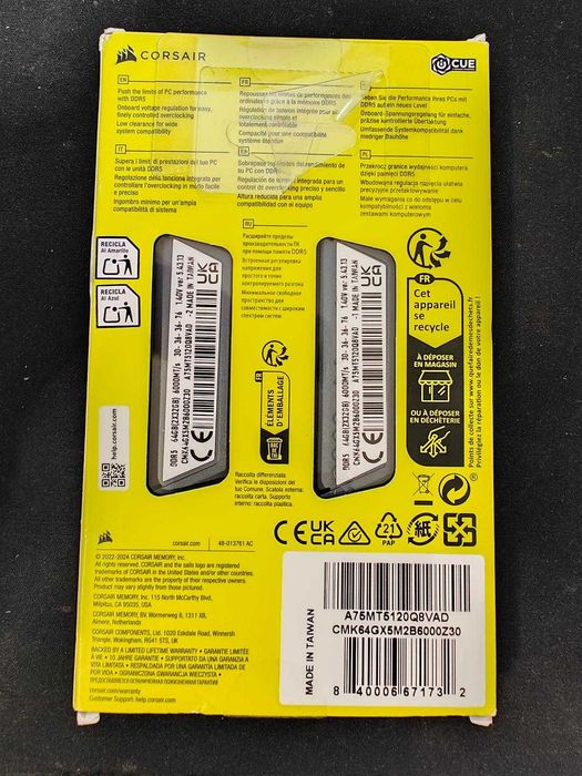 Memorie Corsair Vengeance 64GB (2x32GB) DDR5, 6000MT/s