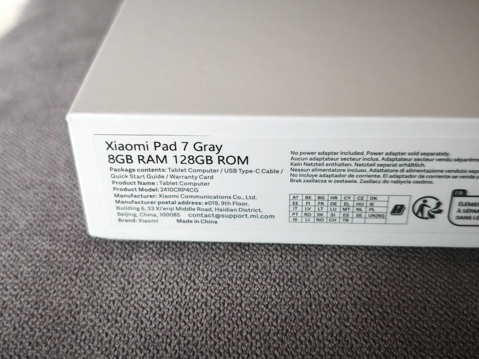 Таблет Xiaomi Pad 7, 8GB/128GB, сив, неразопакован, с гаранция
