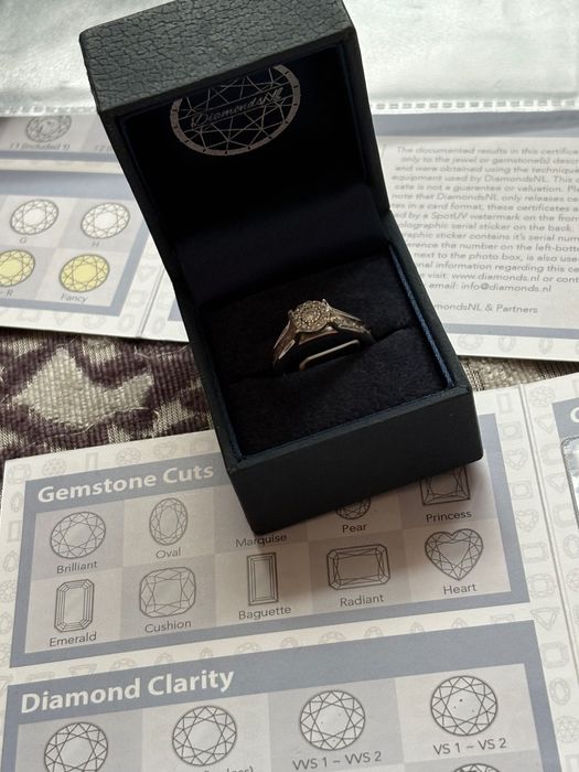 Inel cu diamante , aur alb 14k marca DIAMONDS