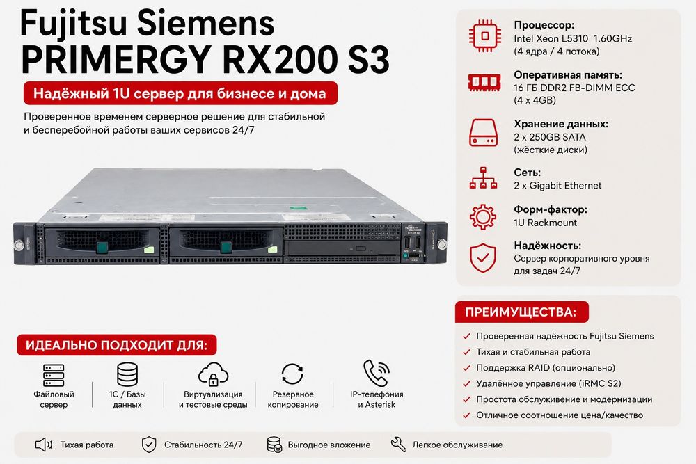 Сервер Futjitsu Siemens Primergency RX200 S3