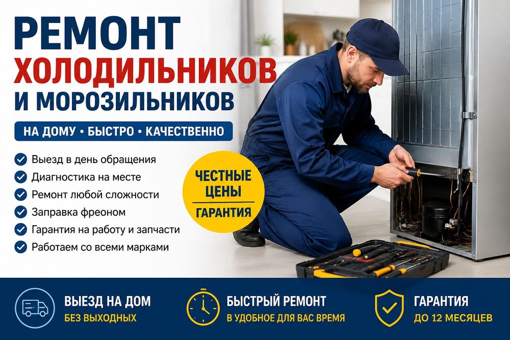 Холодильник не морозит? Срочный ремонт на дому! Гарантия! Выезд сегодн