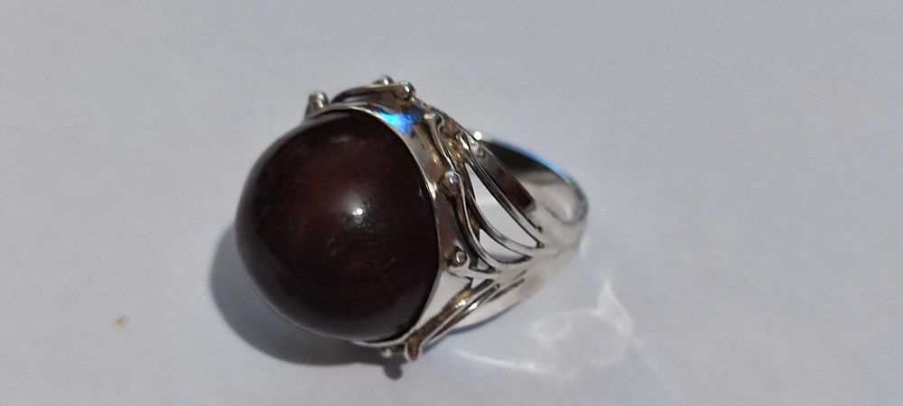 Солидное серебряное кольцо с камнем ЯШМА