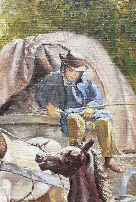 Tablou vechi - carutas - nesemnat