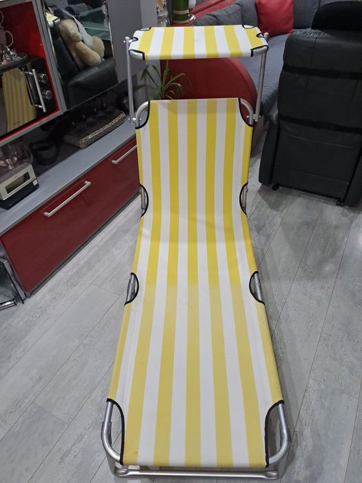 Алуминиев сгъваем шезлонг със сенник 62/187см