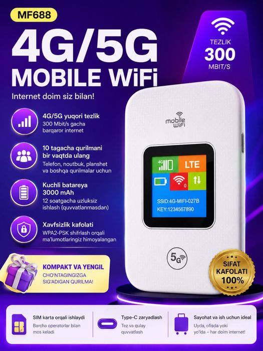WiFi-Router, Simsiz 4G-5G LTE router Sim-karta