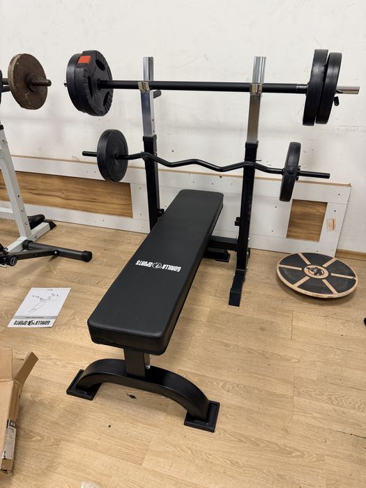 Banca fixa+ suport bara+haltera+bara z greutate totala 35 kg.Pret 1300