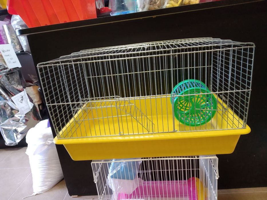 Клетка за хамстер,дегу,плъхче с етаж и колело р-р 48×34×28.