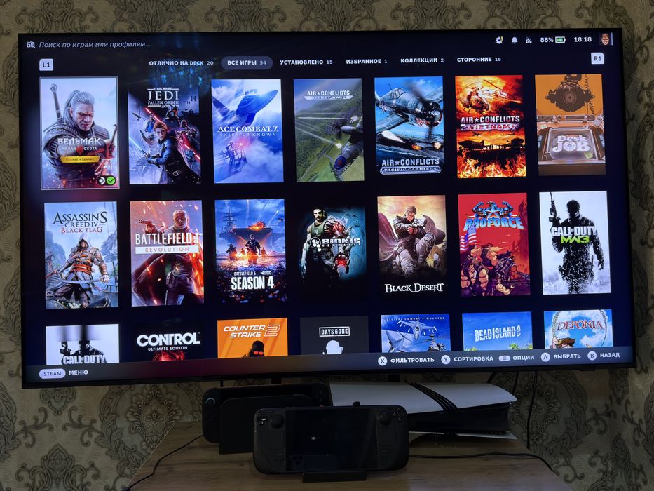 Steam deck oled 1TB + 512GB dok stansiya, steklo, chexol, sumka,