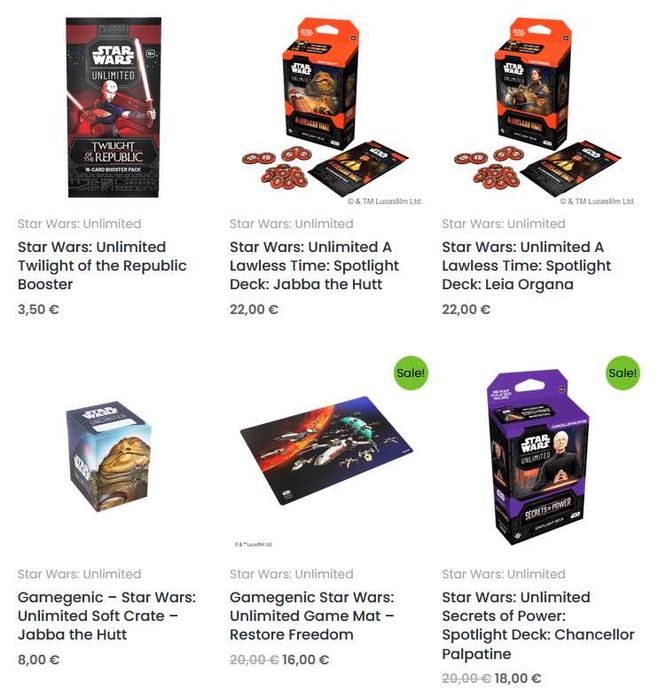 Flesh and Blood, Magic: The Gathering, Pokemon, Star Wars: Unlimited, Weiss Schwarz