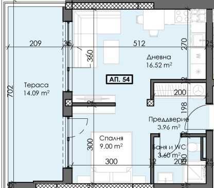 Продава се Двустаен апартамент в Пловдив, Тракия - 52 кв.м за 1094 €/кв.м - Снимка #1