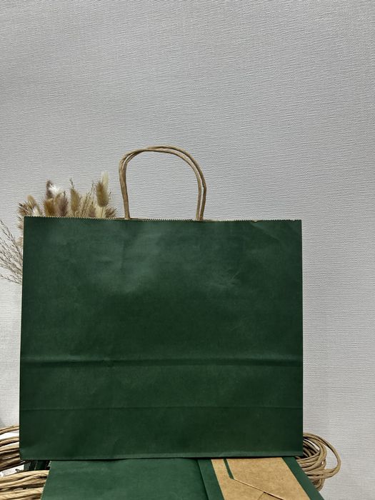 Крафт пакет зеленый и красный