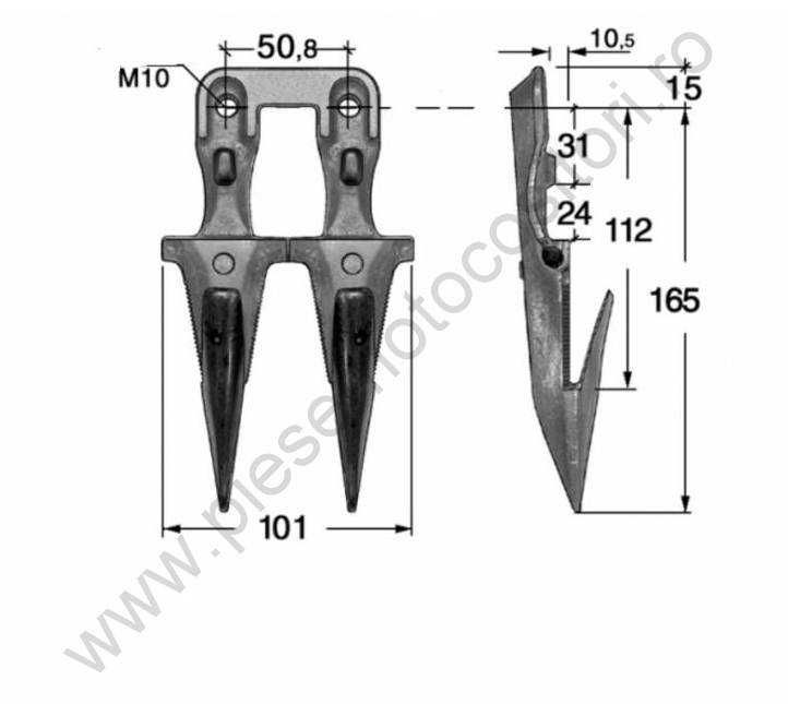 Dinte dublu cositoare BCS622, - Bertolini - Olimpia - Figaro - Laverda