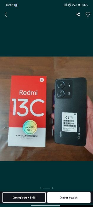 Redmi 13c holati ideal kar dak bo 4 ta chexol zaryadchik