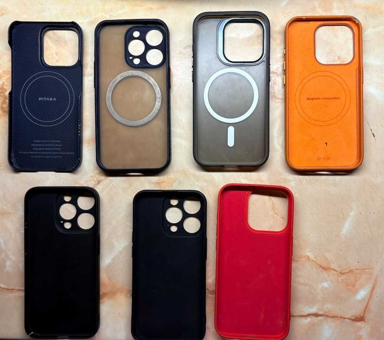 Set 7 huse iPhone 15 Pro - Premium Pitaka MagEZ 4, Vetter Leather, MagSafe