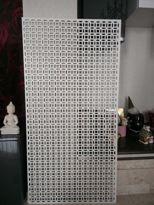 Placă perforată decorativă MDF DHAKA 122 x 61 cm, albă, nouă