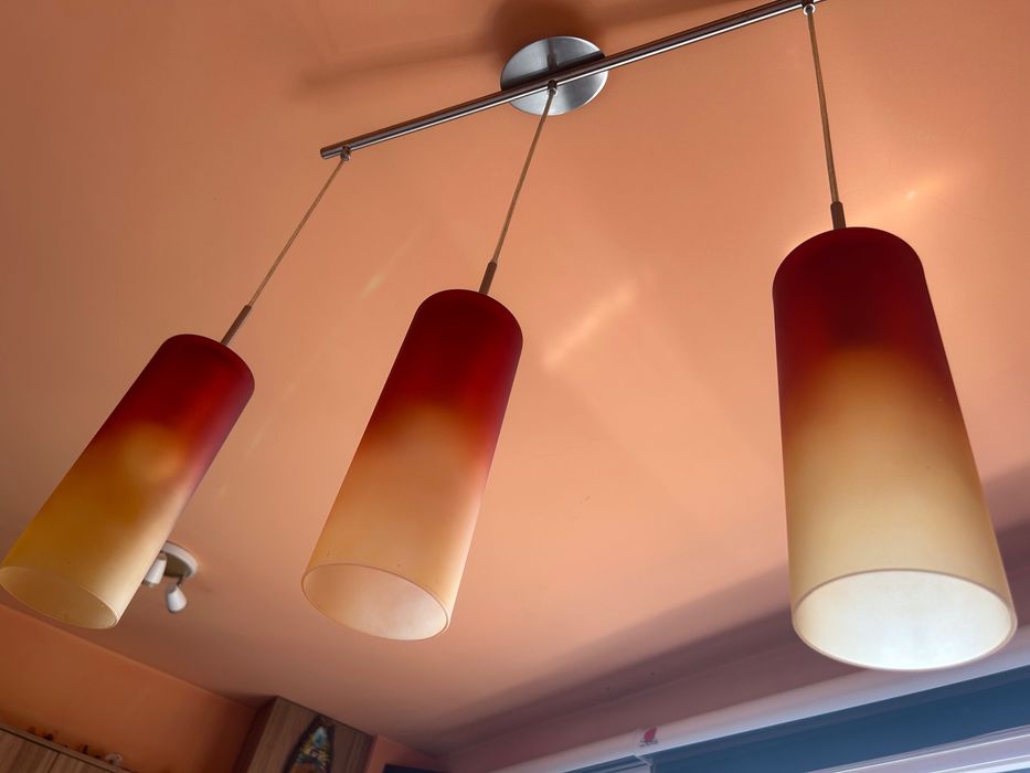Осветително тяло, Полилей  Eglo TROY Стъкло Червено/Оранжево