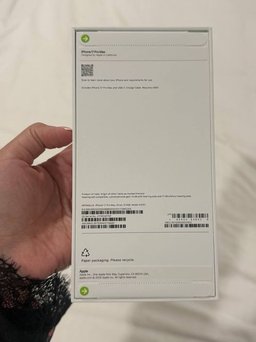 Iphone 17pro max 512gb silver yangi