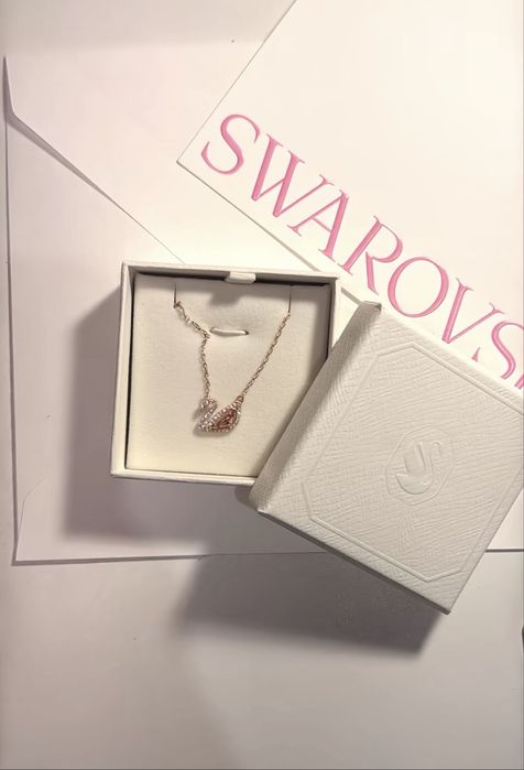 Swarovski Розовый лебедь Ожерелье с лебедем