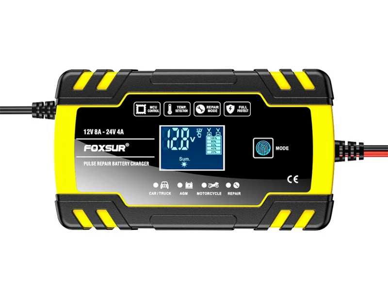 Зарядное устройство Foxsur 12В-24В 8А Зарядка для аккумулятора авто